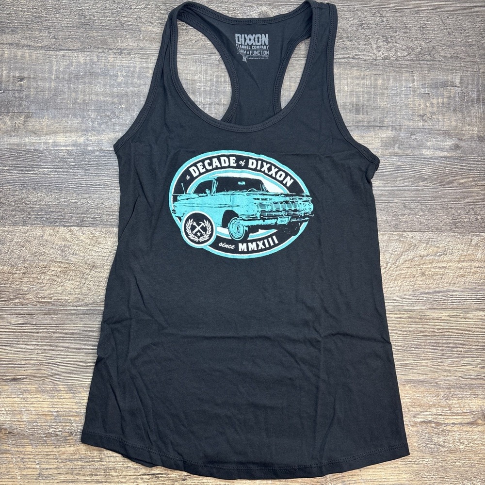 Dixxon Women’s Small Decade Racerback Tank Car‎ Graphic Black NEW